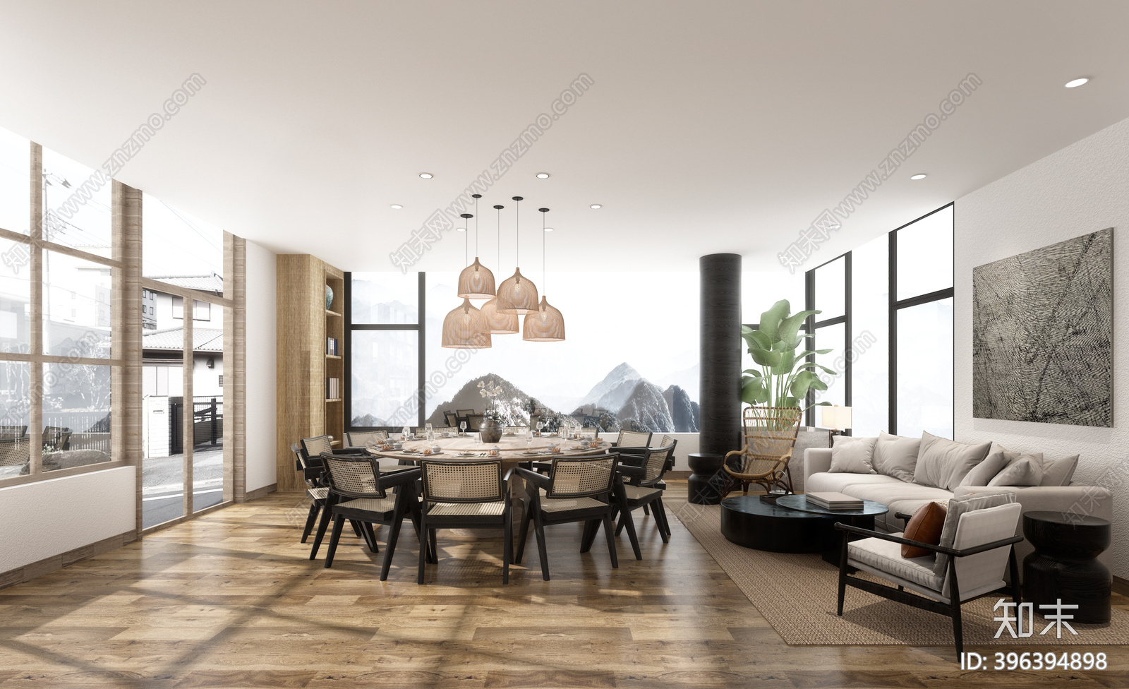 新中式中餐厅cad施工图下载【ID:396394898】
