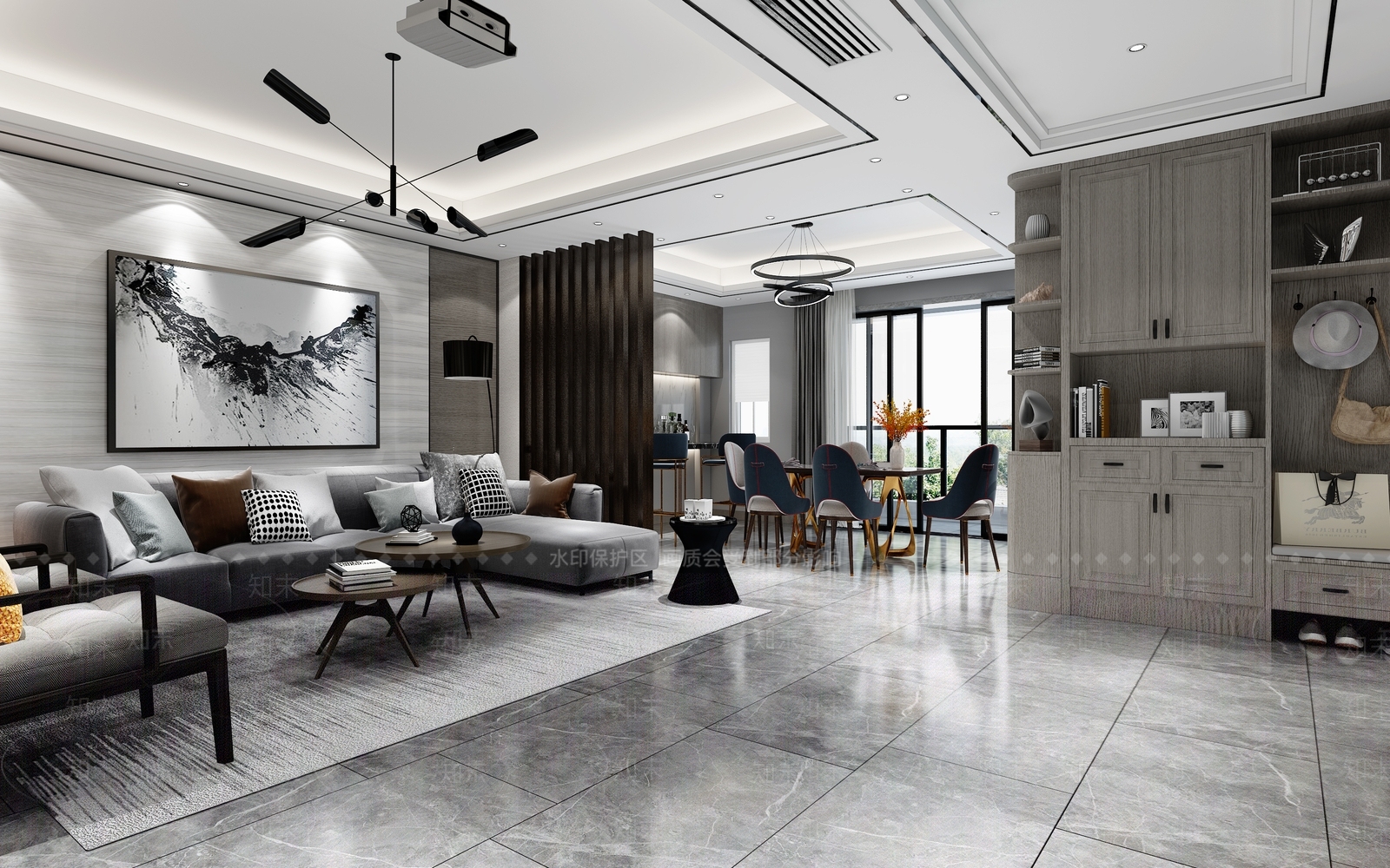 现代客餐厅3D模型下载【ID:896403342】