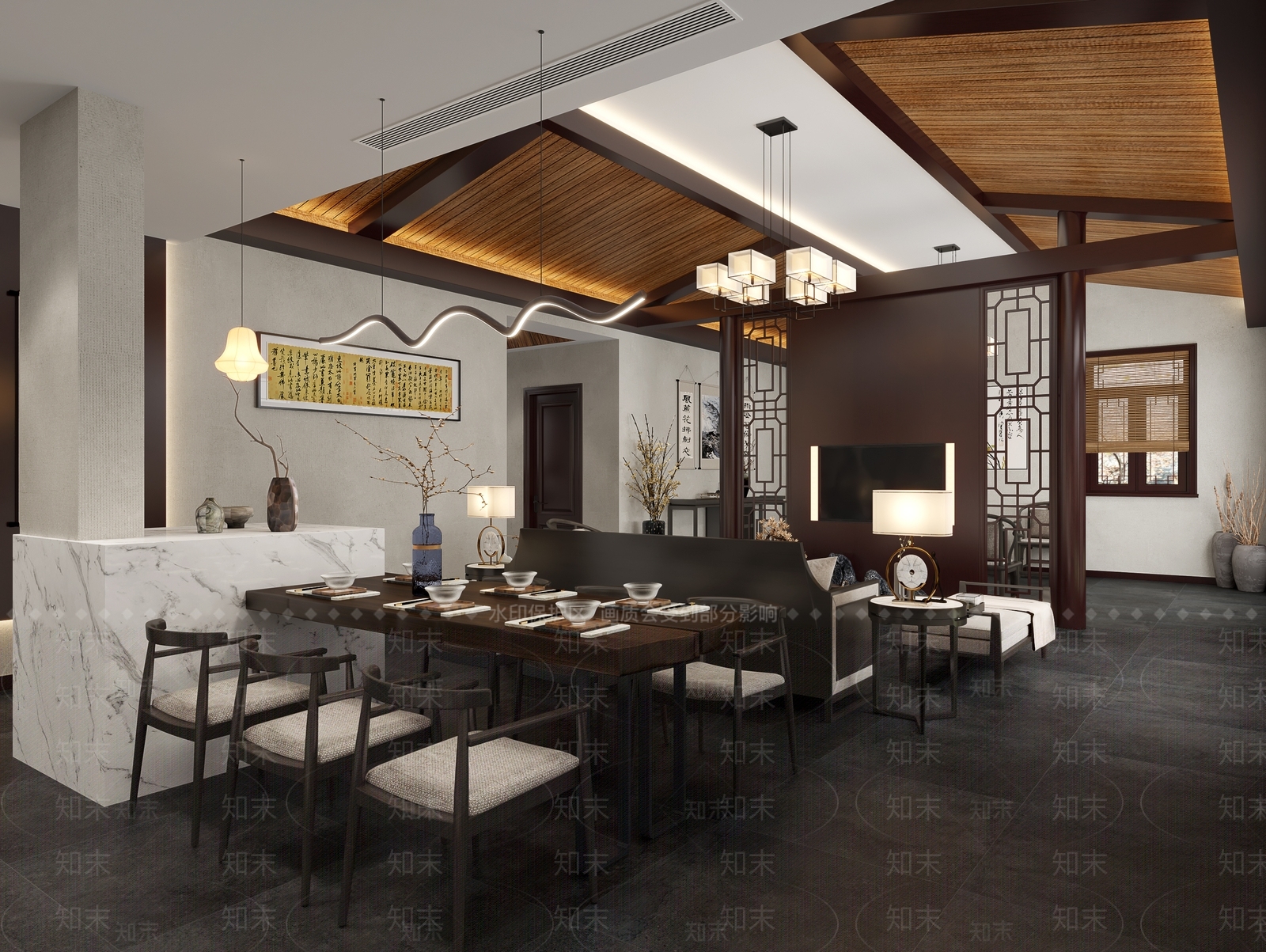 新中式民宿3D模型下载【ID:996445659】