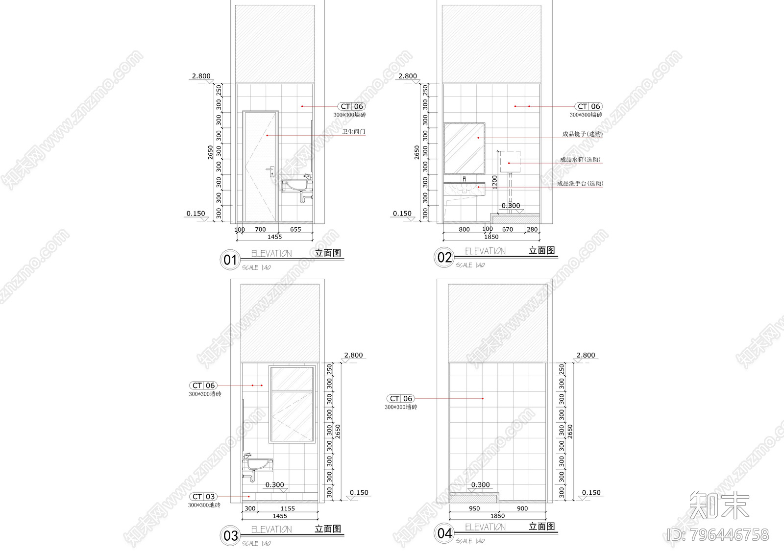 接待大堂立面图cad施工图下载【ID:796446758】