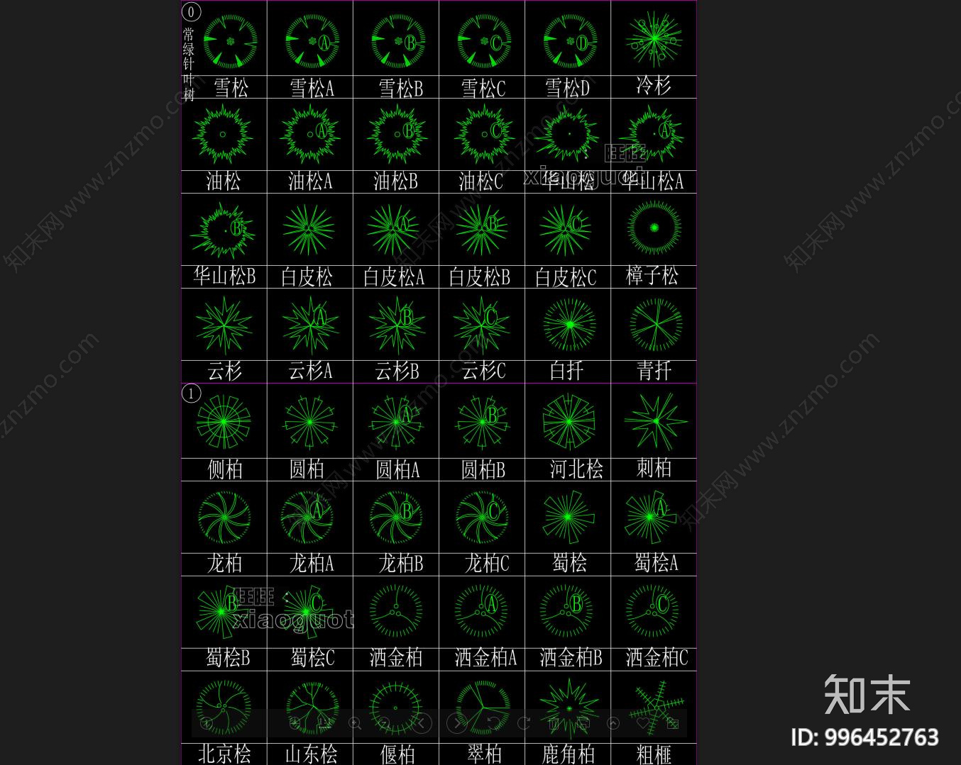 北方园林植物图例图块施工图下载【ID:996452763】