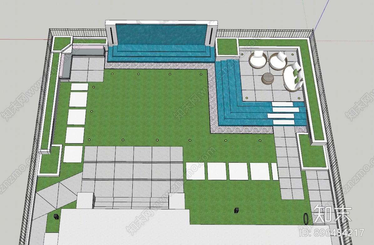 现代庭院花园SU模型下载【ID:896454217】