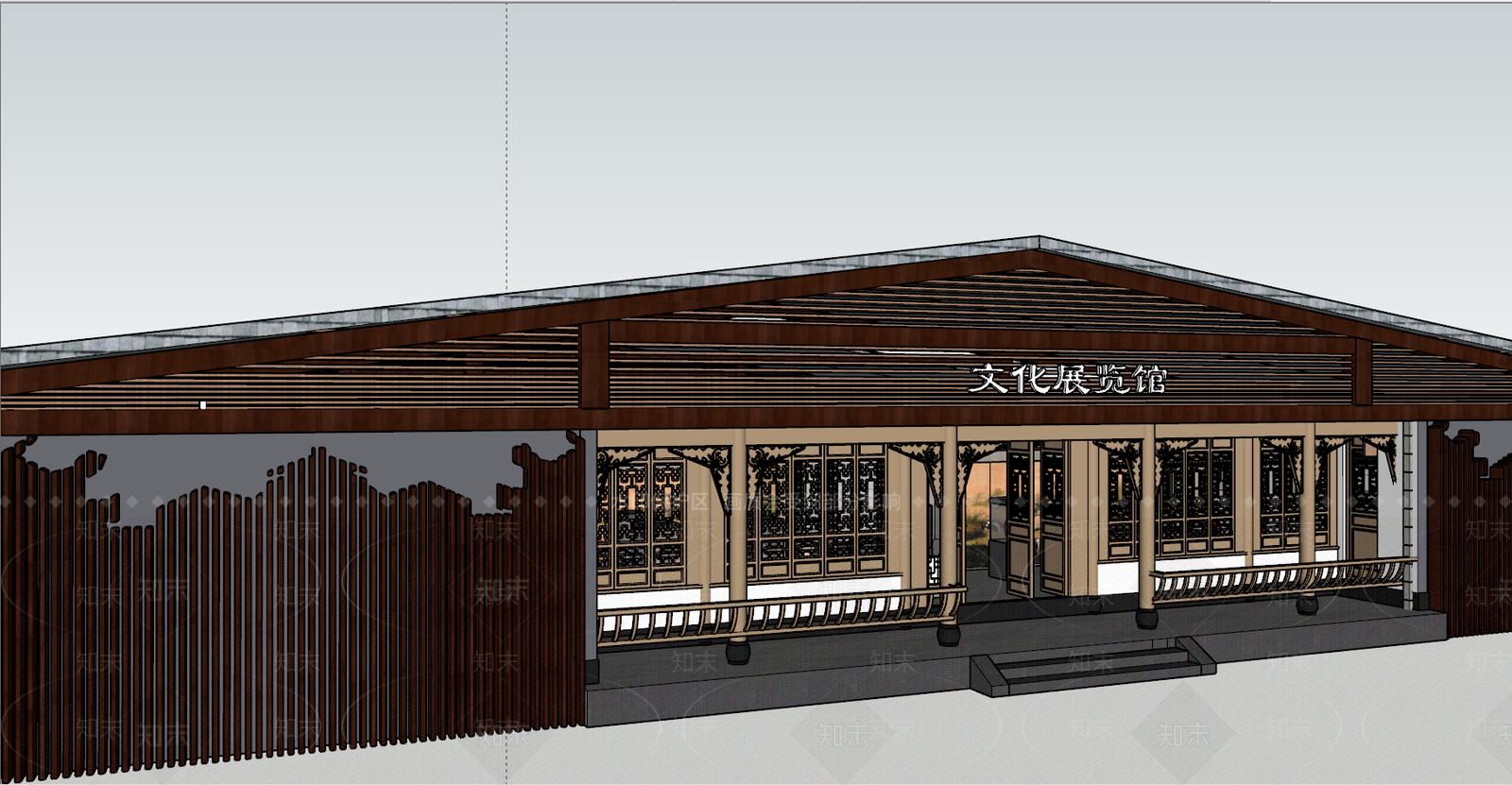 中式博物馆SU模型下载【ID:896459566】