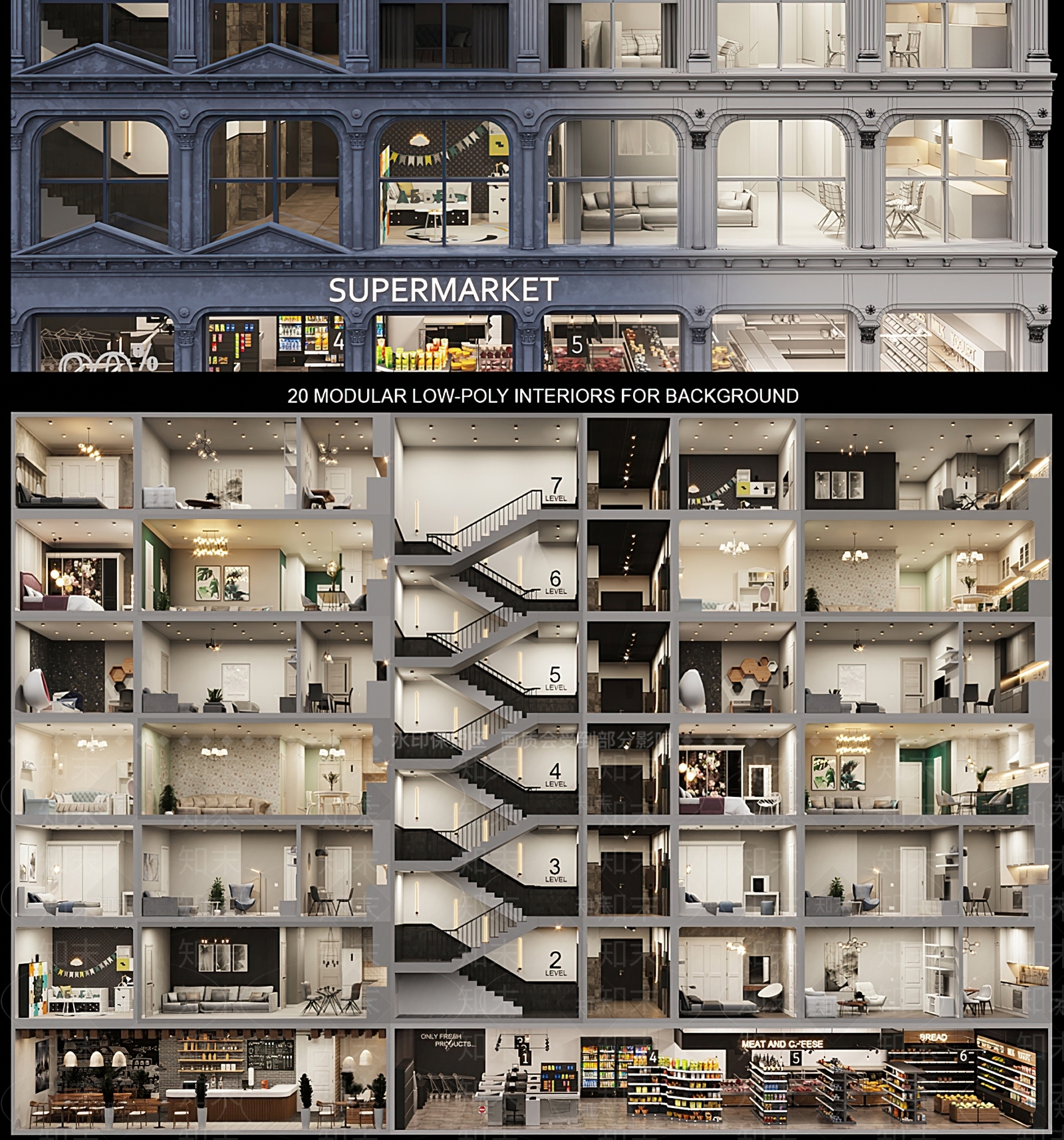 简欧商场3D模型下载【ID:296480971】