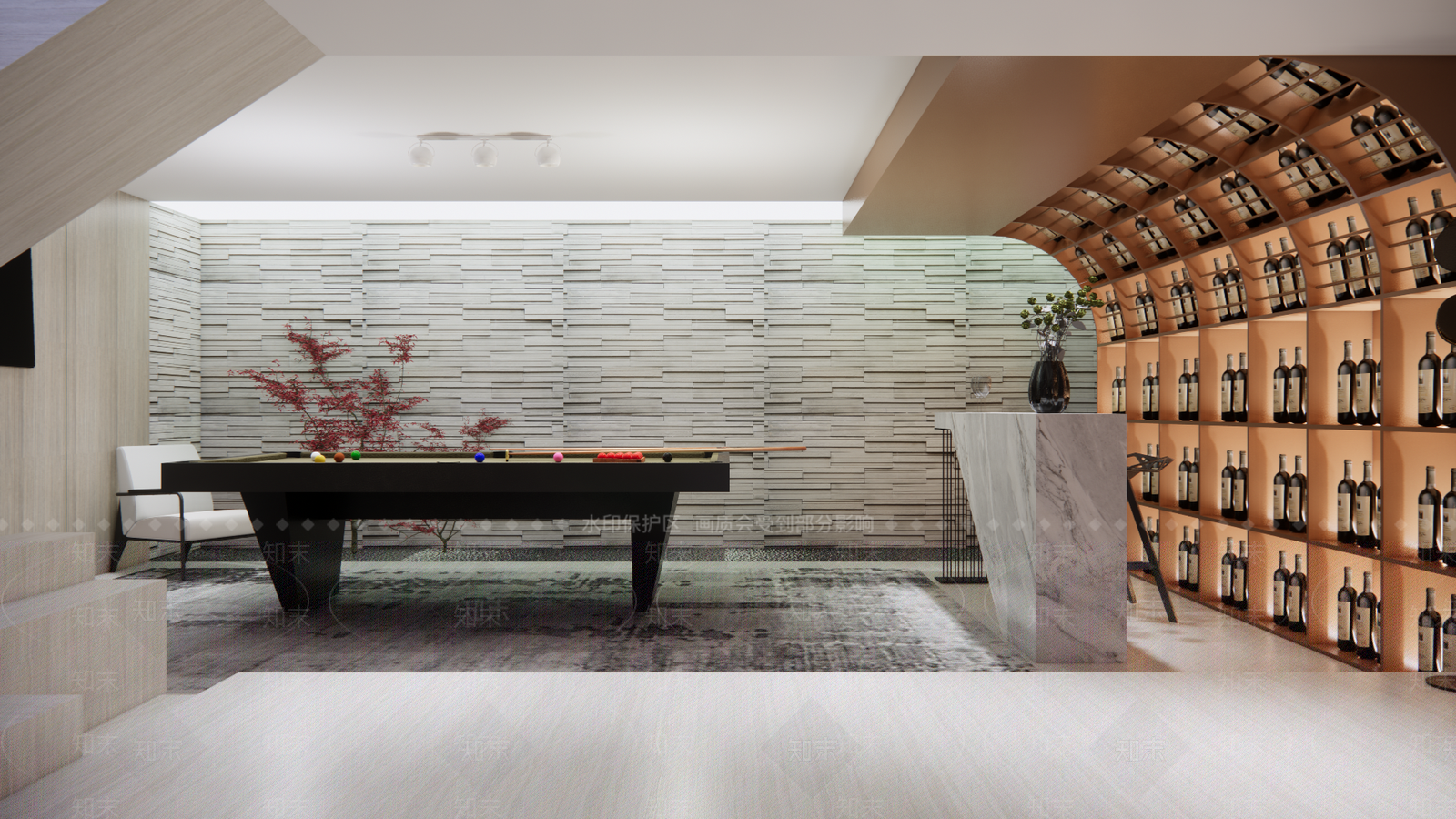 现代台球室SU模型下载【ID:596487999】