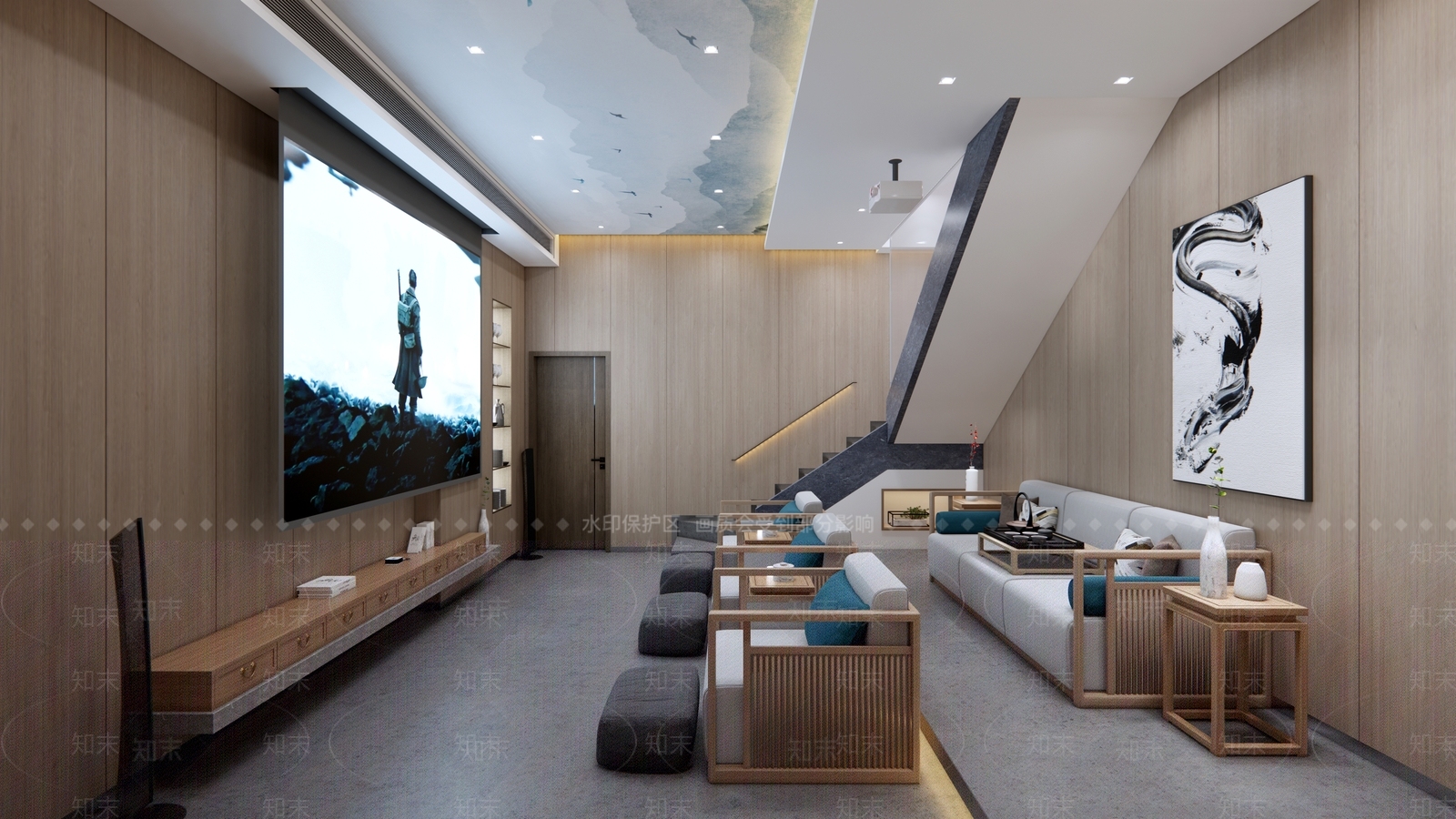 新中式影音室SU模型下载【ID:596504702】