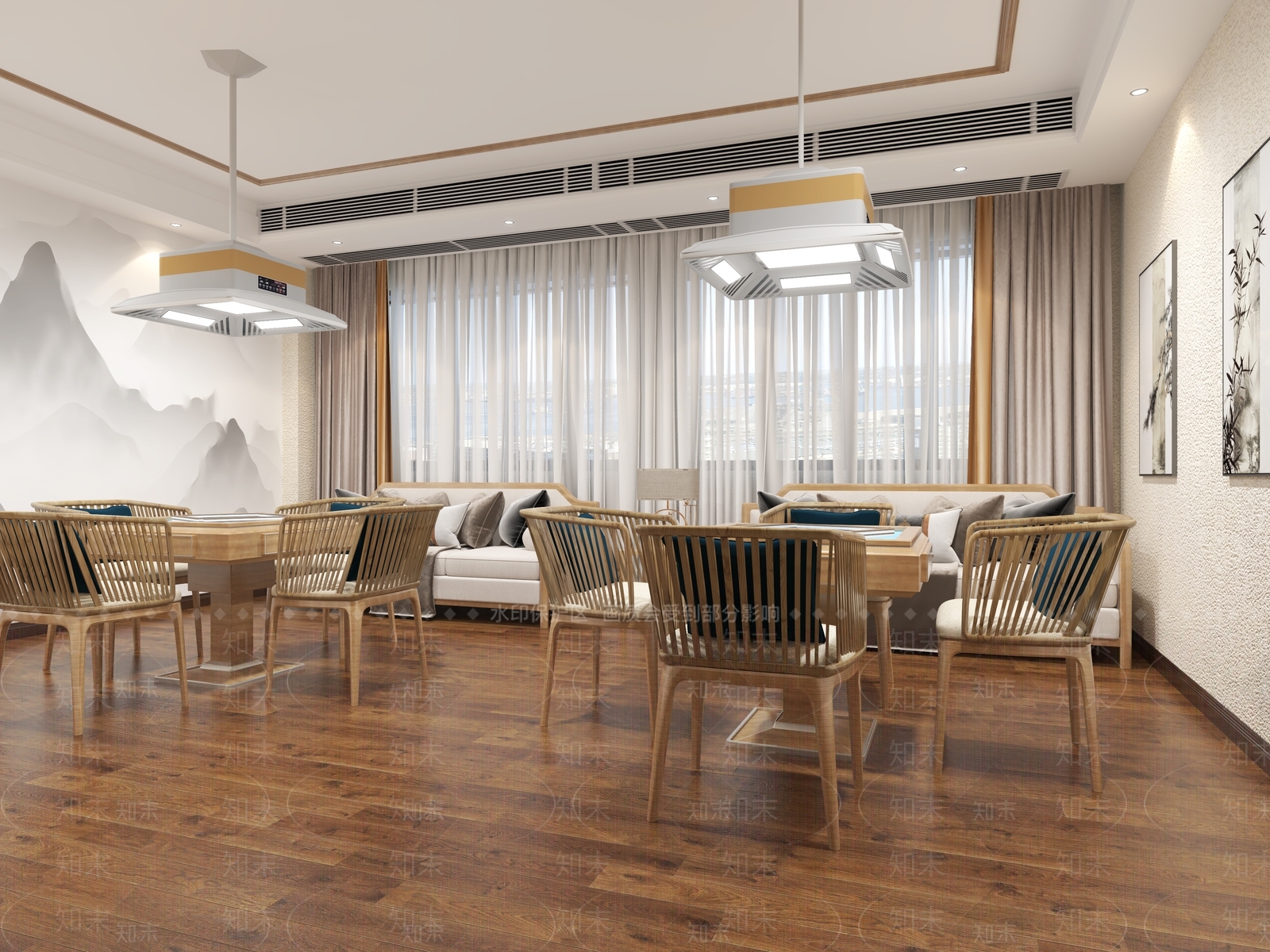 新中式休息室麻将室3D模型下载【ID:996513958】