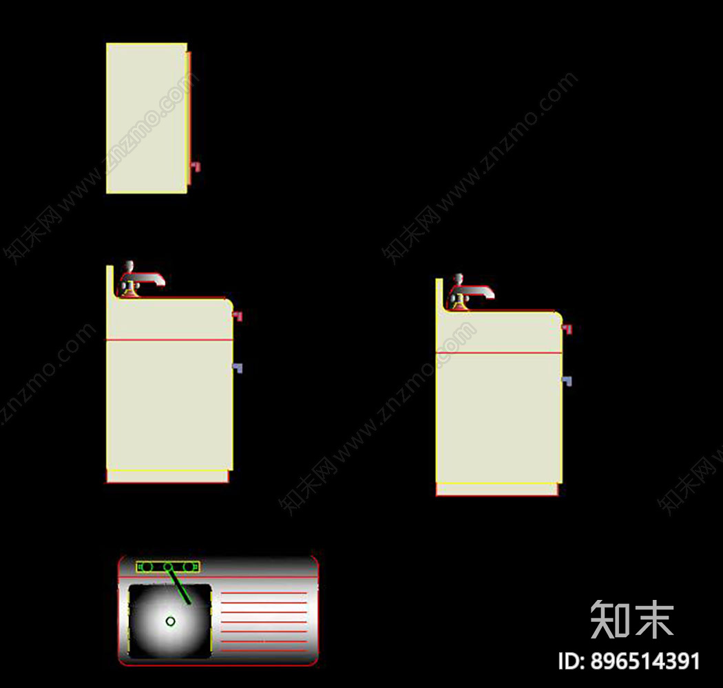 厨房用品CAD图库cad施工图下载【ID:896514391】