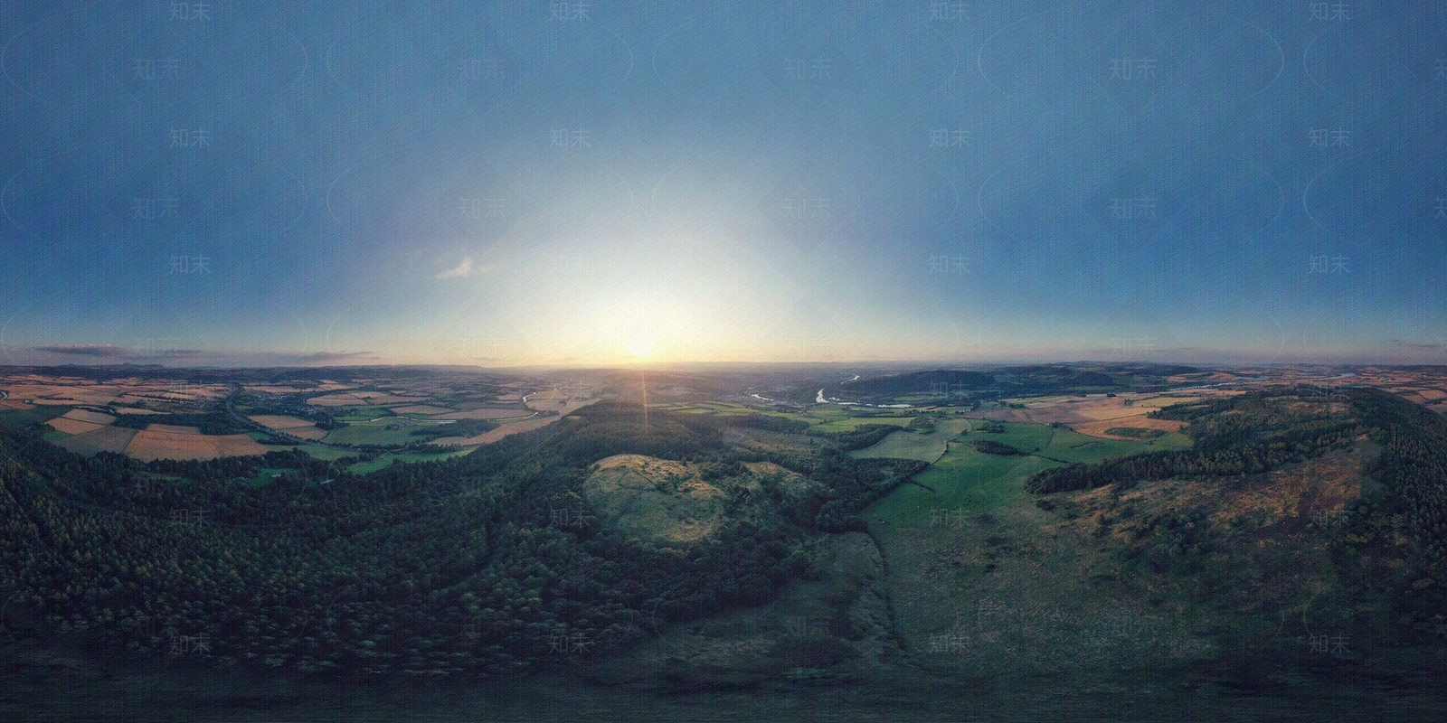 HDR森林黄昏全景鸟瞰贴图下载【ID:296522404】