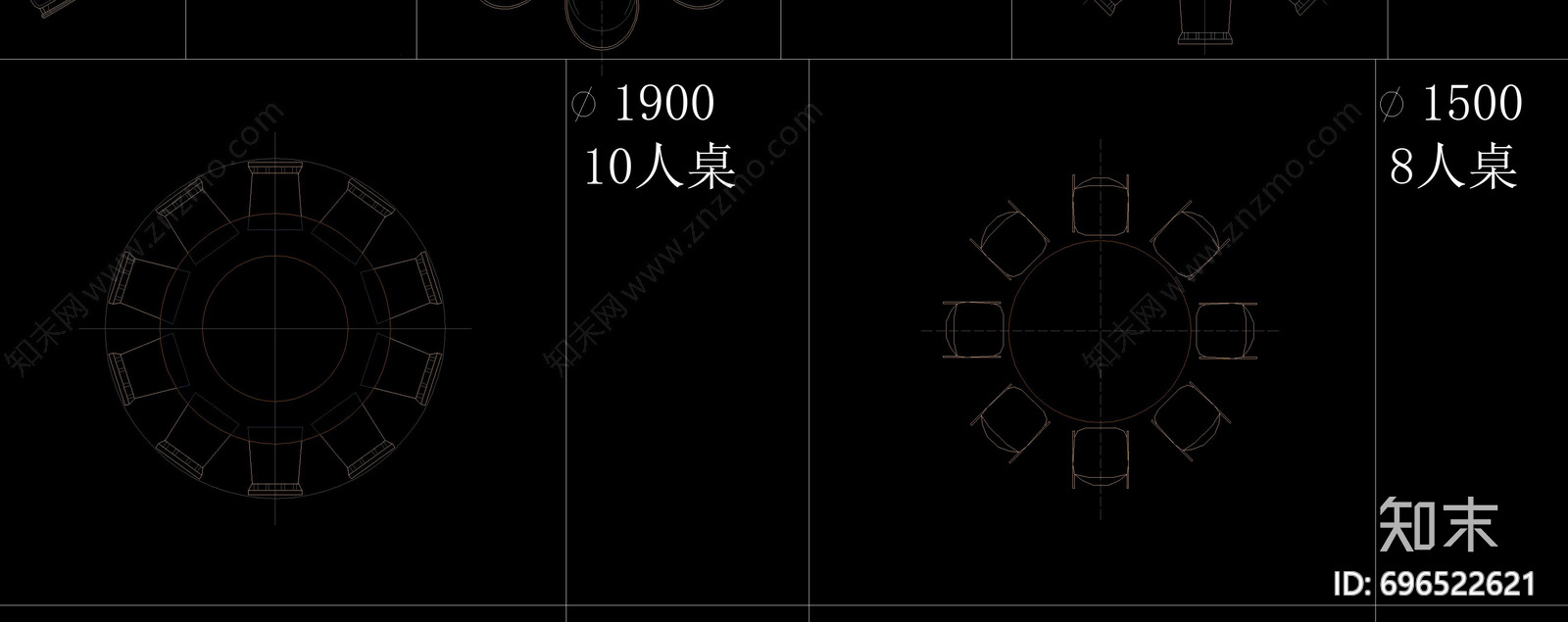 餐桌椅平面图库大合集施工图下载【ID:696522621】