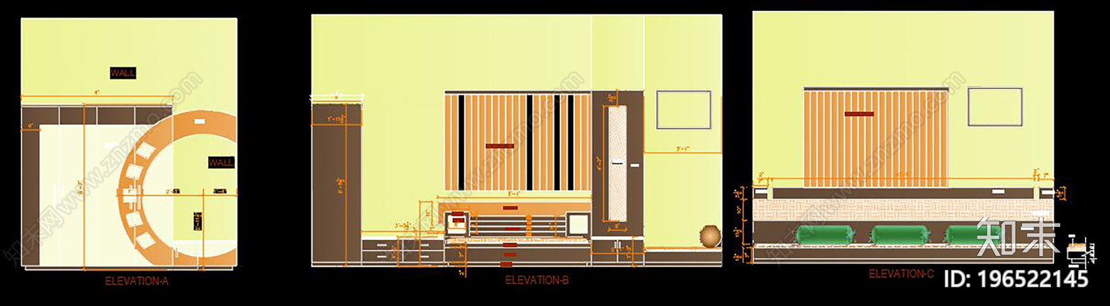 彩色卧室CAD图纸cad施工图下载【ID:196522145】