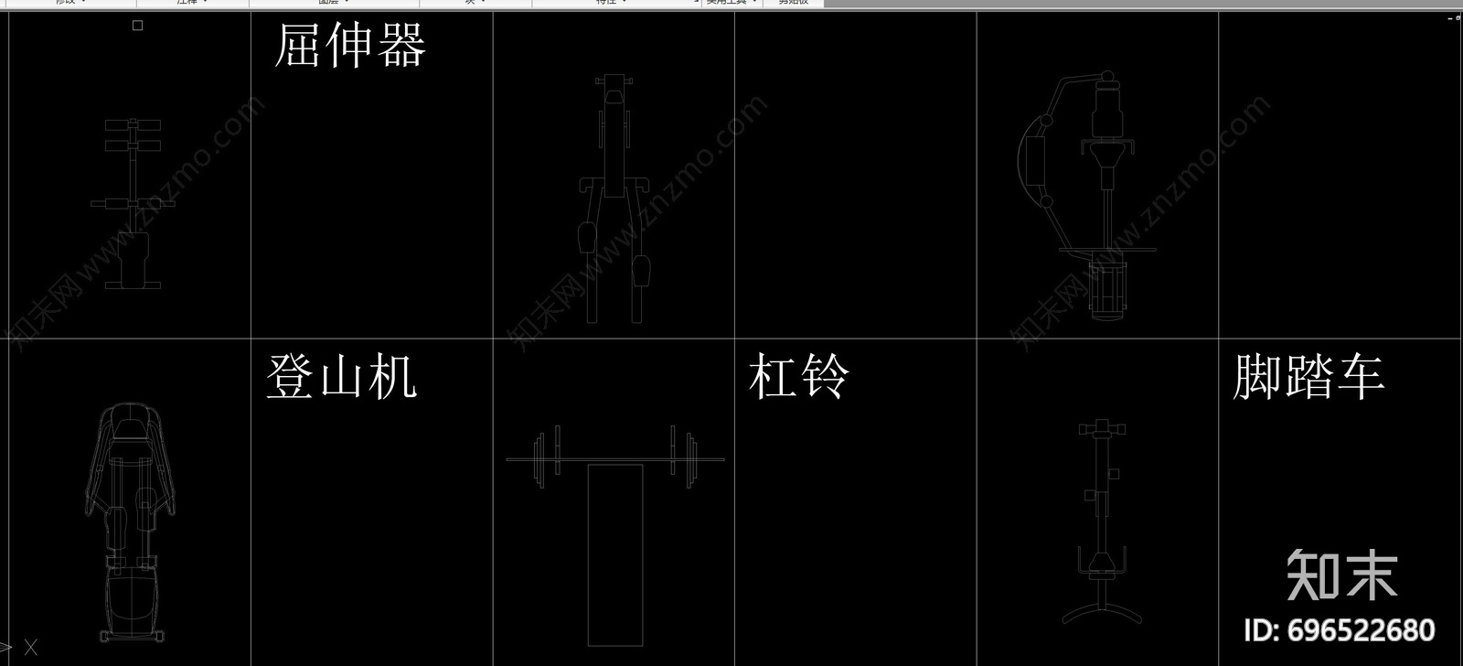运动器材平面图库cad施工图下载【ID:696522680】