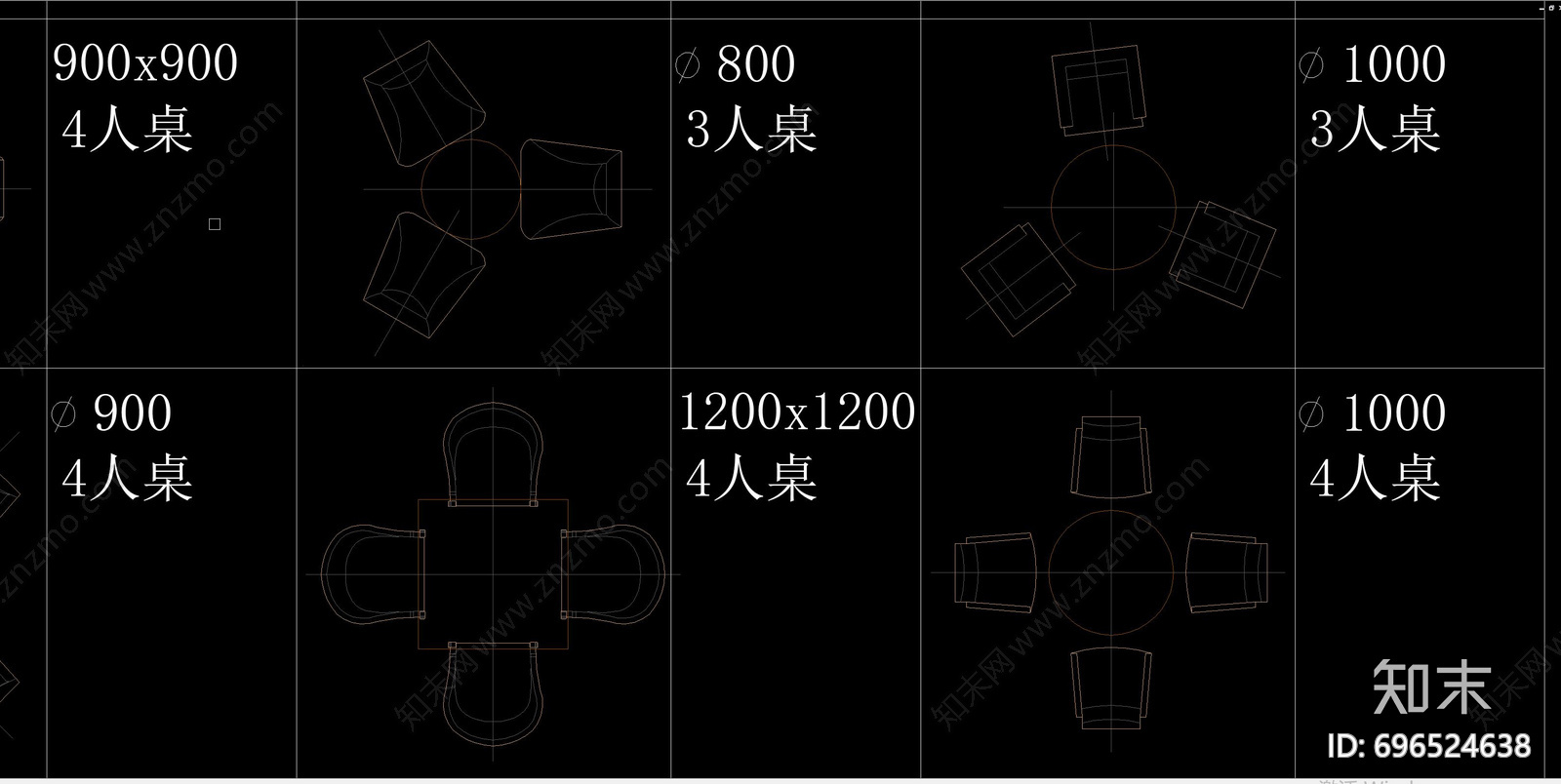 室内外休闲桌椅平面图库合集施工图下载【ID:696524638】