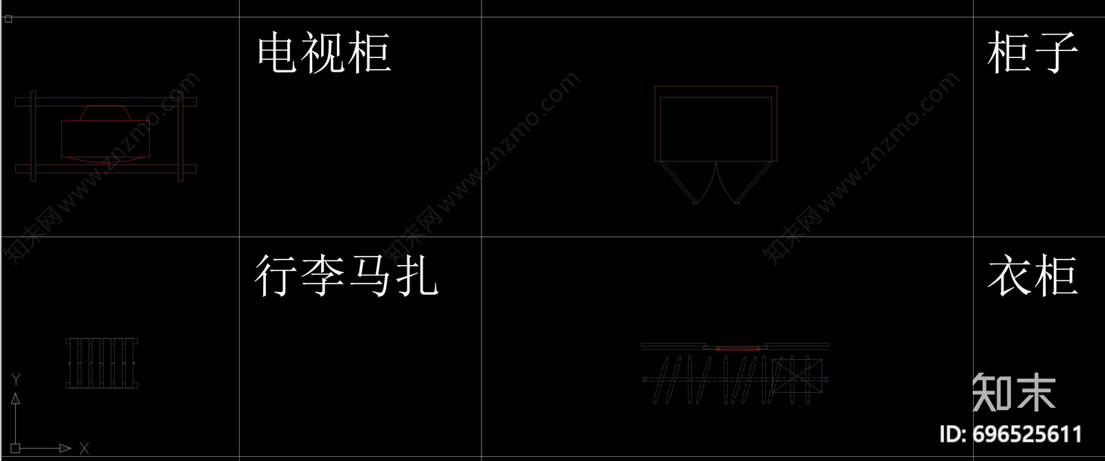 酒店衣柜cad施工图下载【ID:696525611】