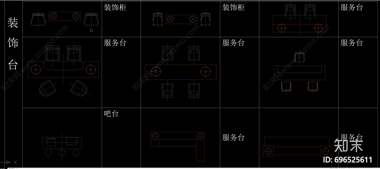 酒店衣柜cad施工图下载【ID:696525611】