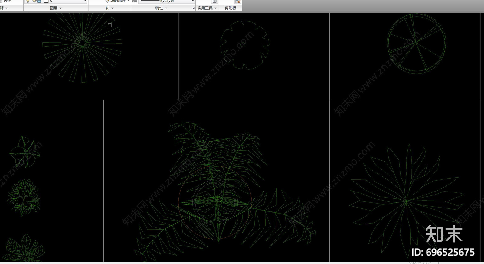 室内外植物平面图库合集施工图下载【ID:696525675】