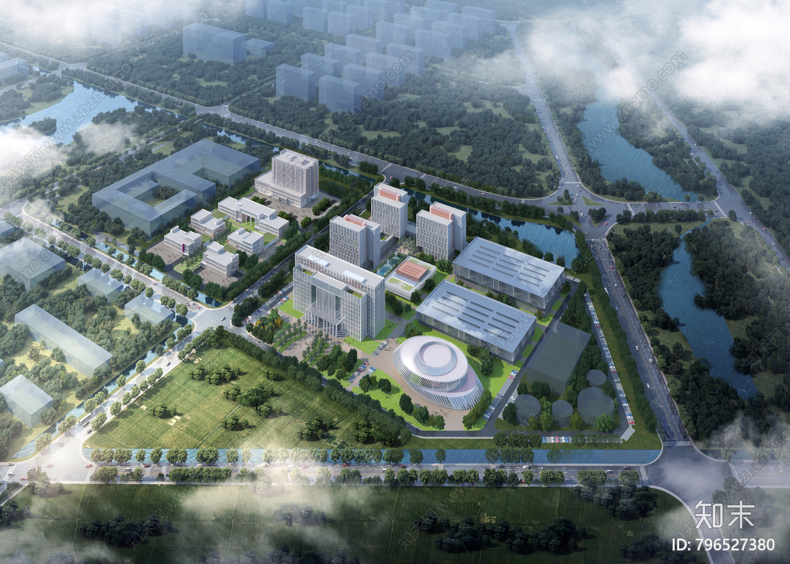 现代办公楼cad施工图下载【ID:796527380】
