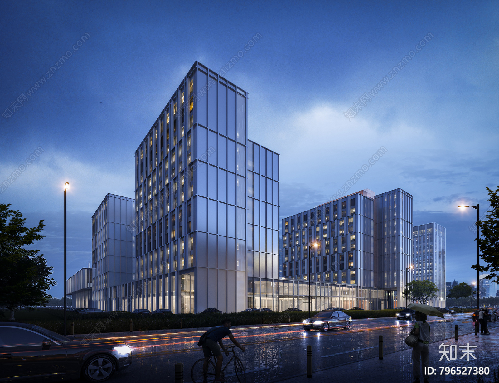 现代办公楼cad施工图下载【ID:796527380】