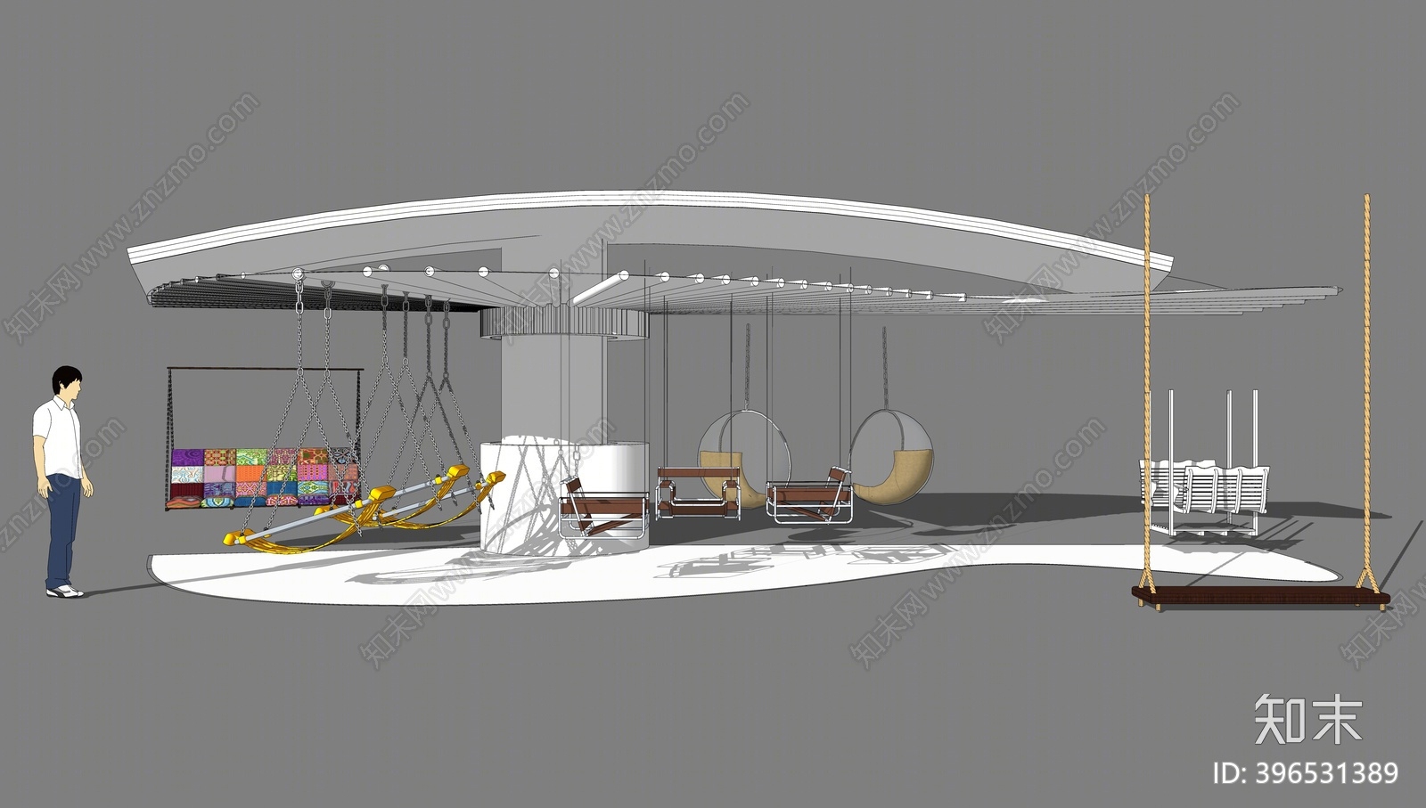 现代户外吊椅SU模型下载【ID:396531389】