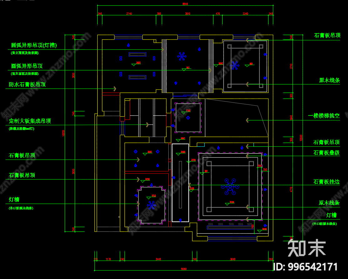 新中式室内装修施工图下载【ID:996542171】