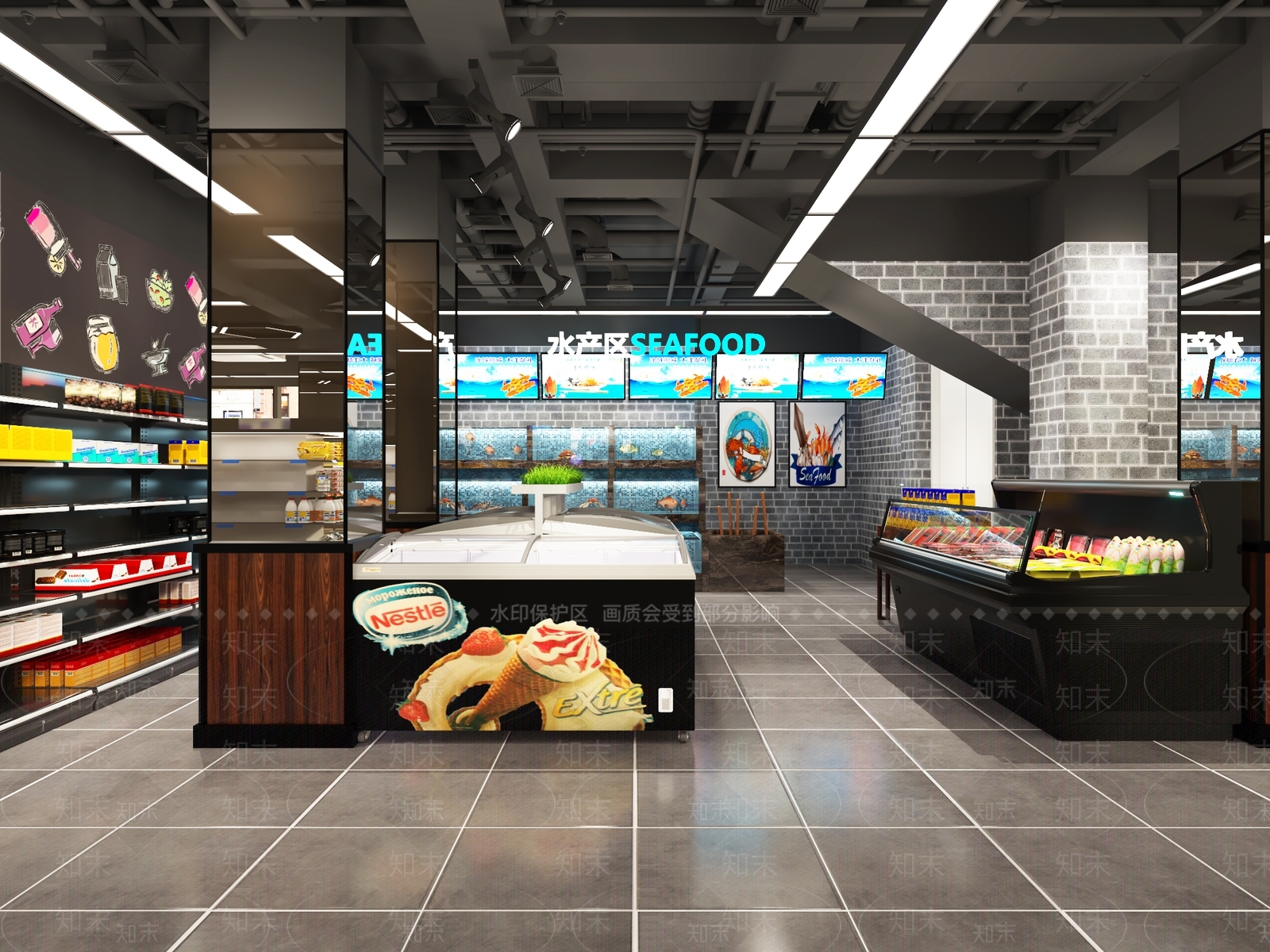 现代超市3D模型下载【ID:596545342】