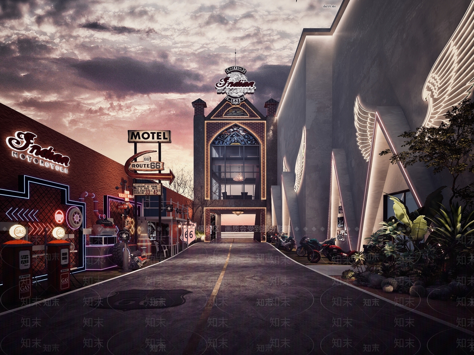 美式商业街3D模型下载【ID:596549121】