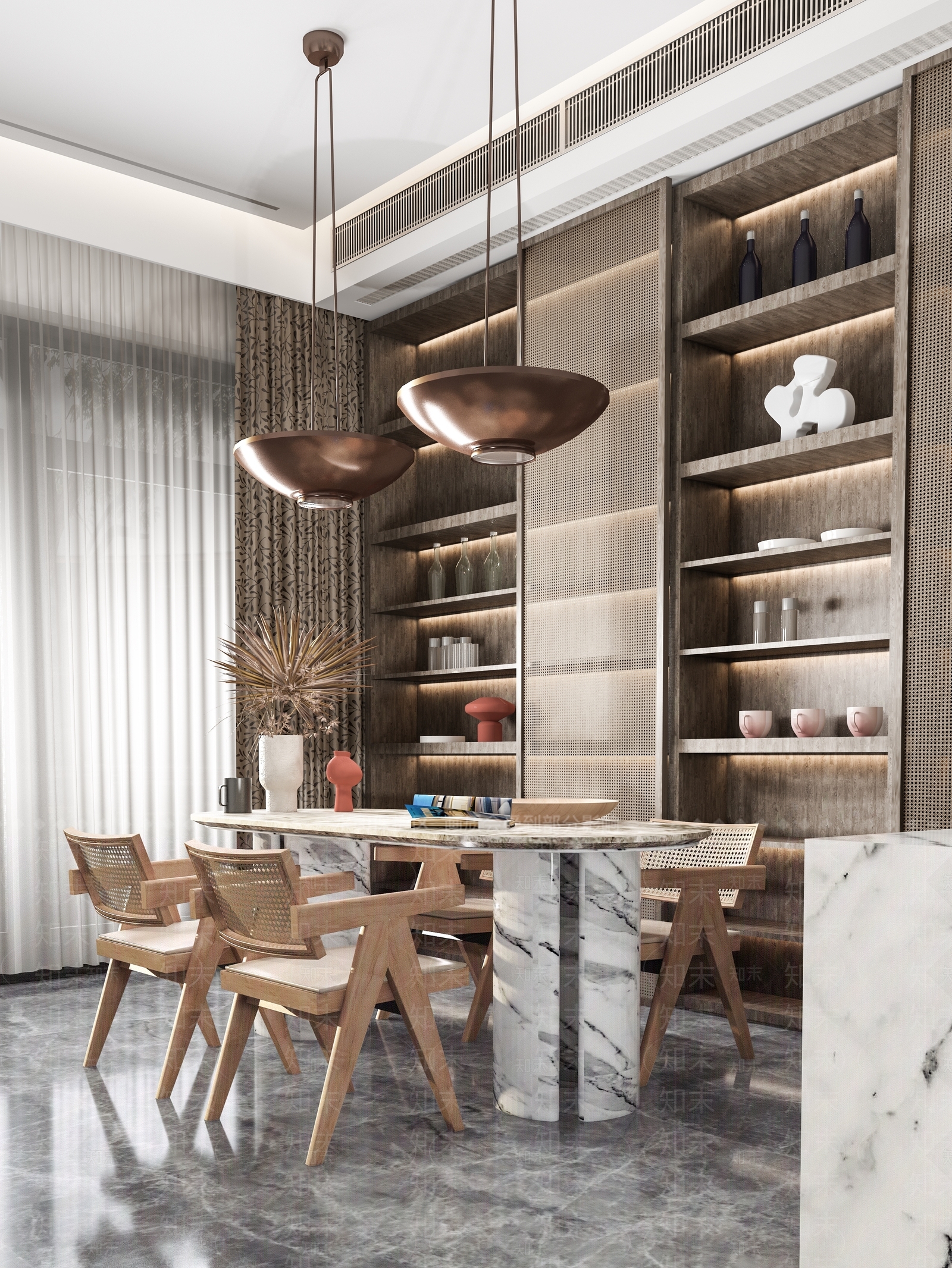 【3D悬赏模型】牧笛设计现代风格餐桌椅组合3D模型下载【ID:396620492】