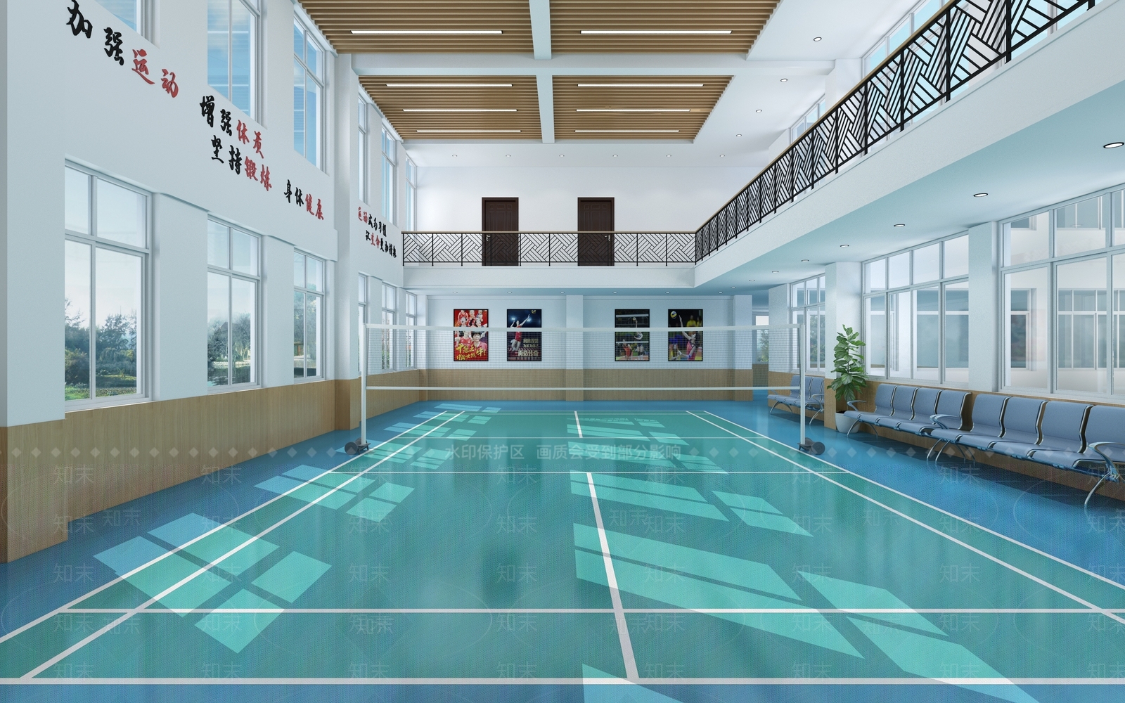现代室内排球场3D模型下载【ID:396551825】