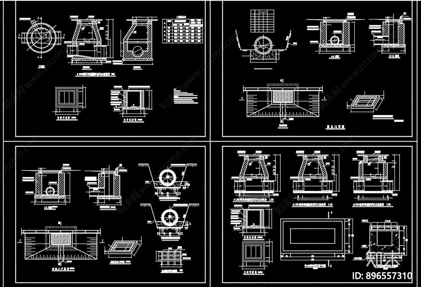 雨水污水检查井CAD图库cad施工图下载【ID:896557310】