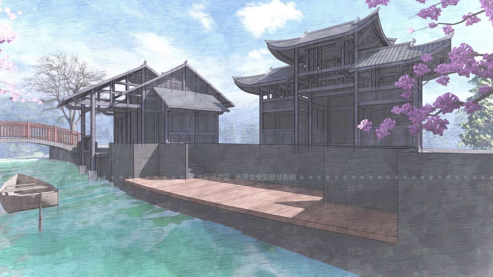 中式商业街SU模型下载【ID:396564986】