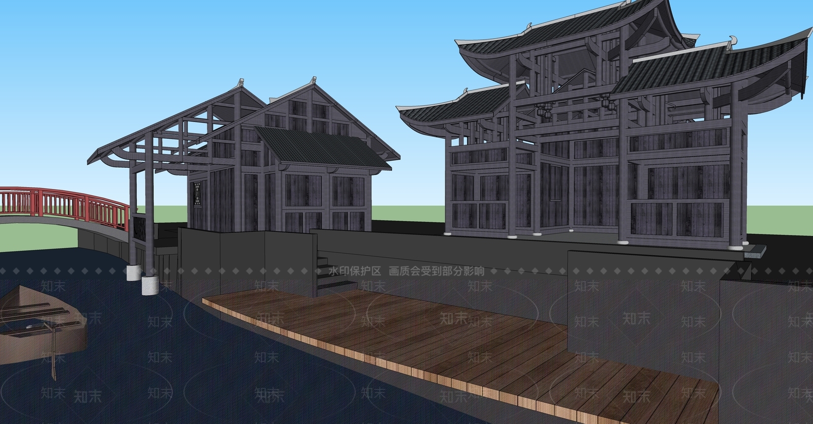中式商业街SU模型下载【ID:396564986】