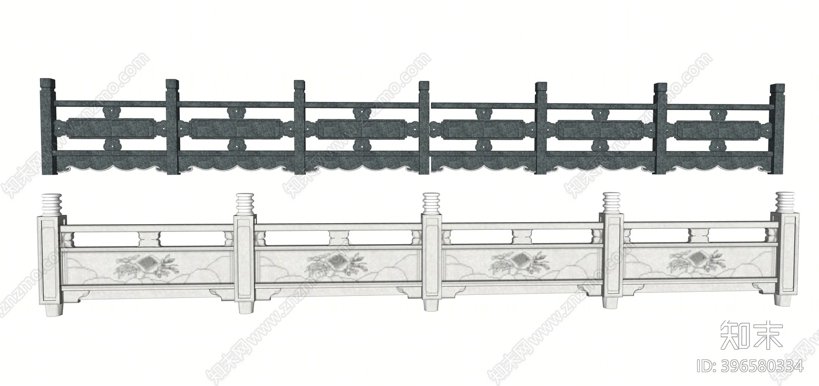 中式大理石栏杆SU模型下载【ID:396580334】