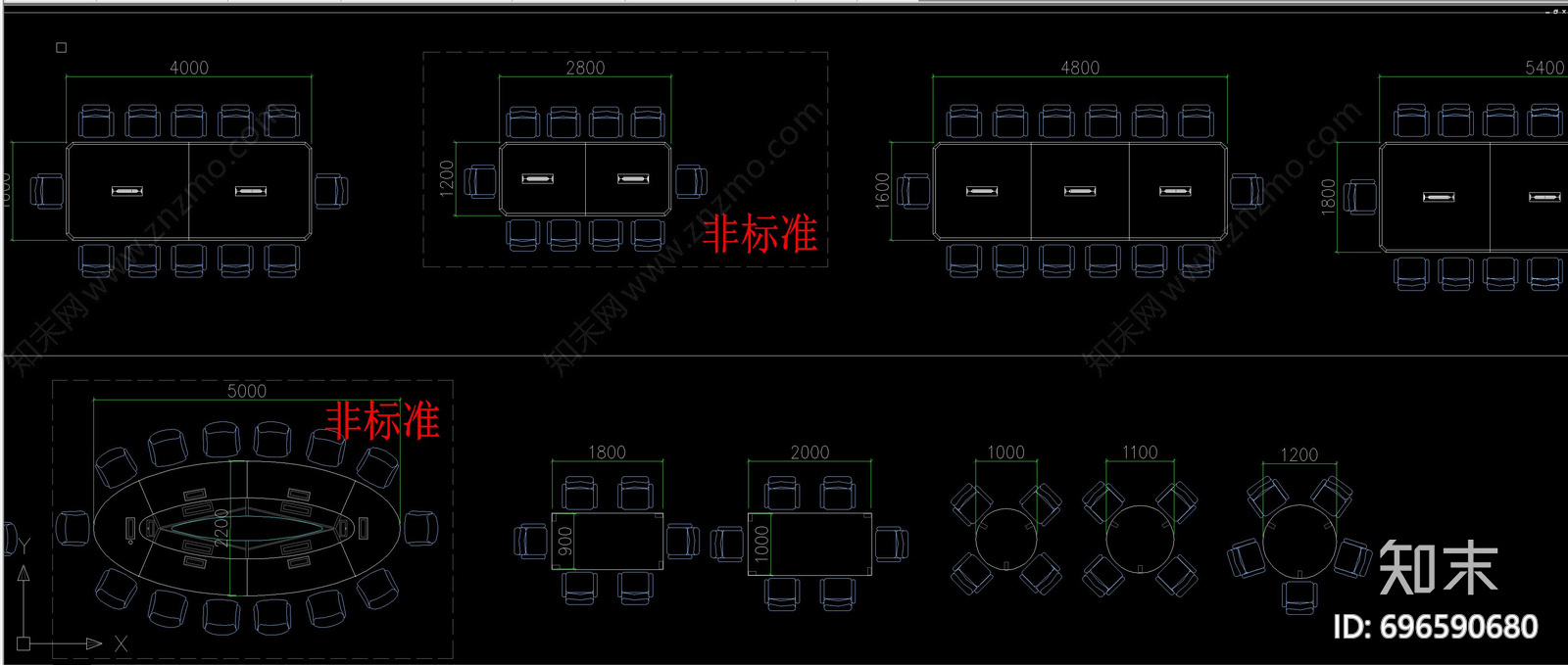 会议桌椅施工图下载【ID:696590680】