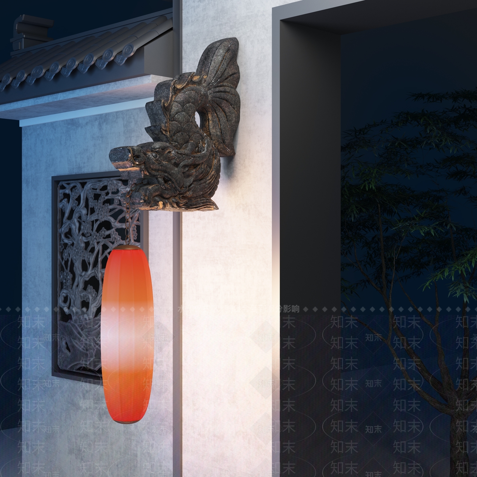 中式户外灯3D模型下载【ID:496593371】