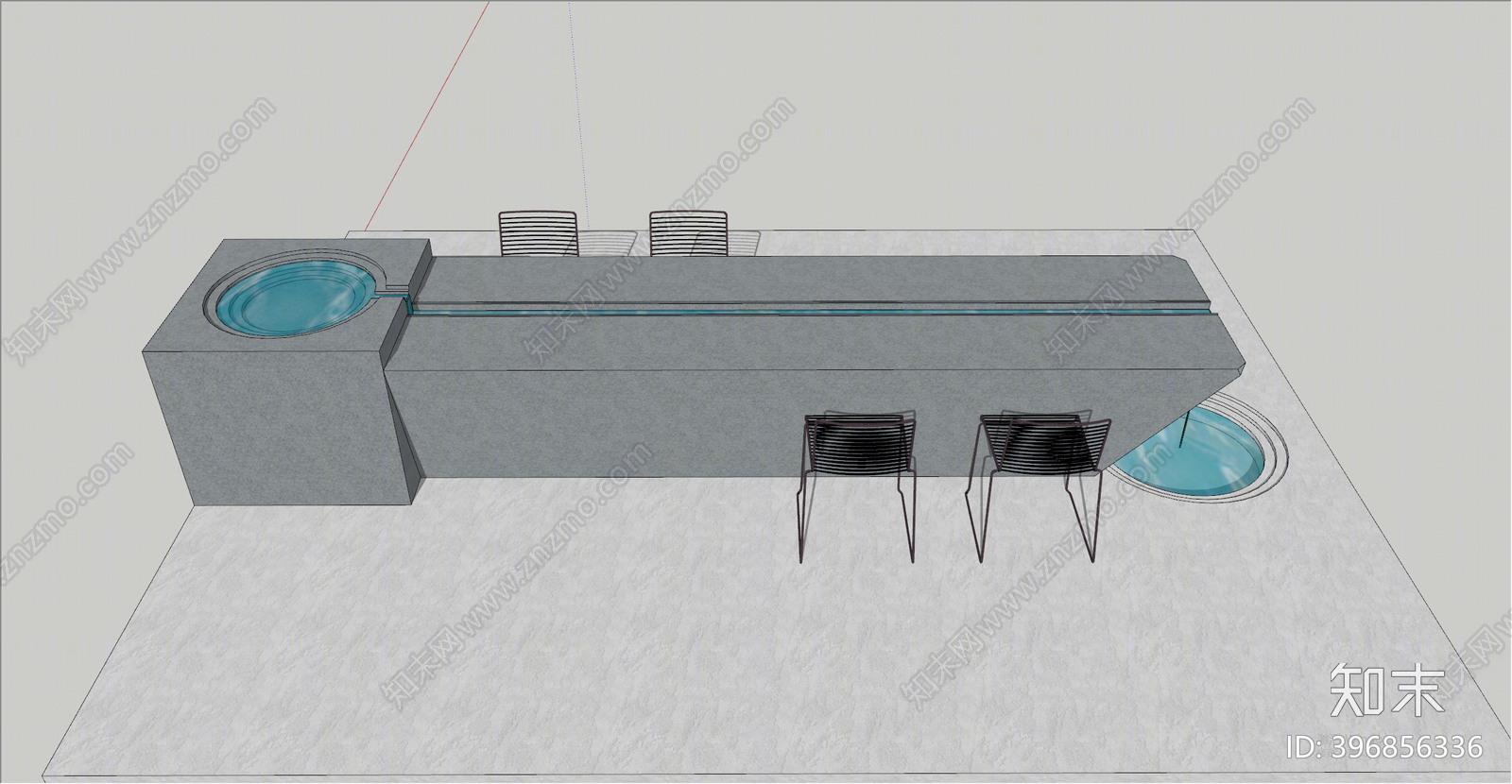 现代户外吧台吧椅组合SU模型下载【ID:396856336】