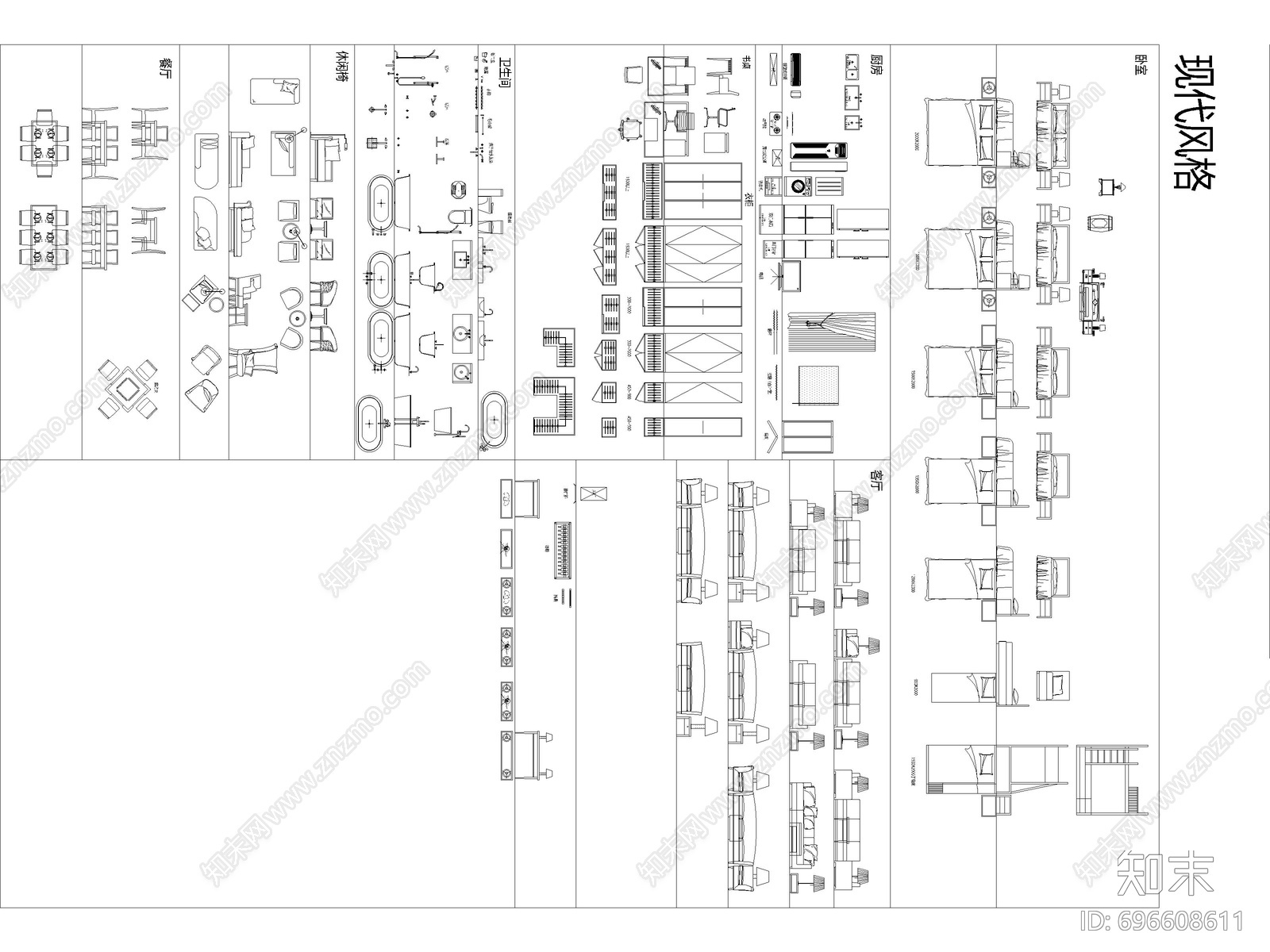 室内设计平面模块施工图下载【ID:696608611】