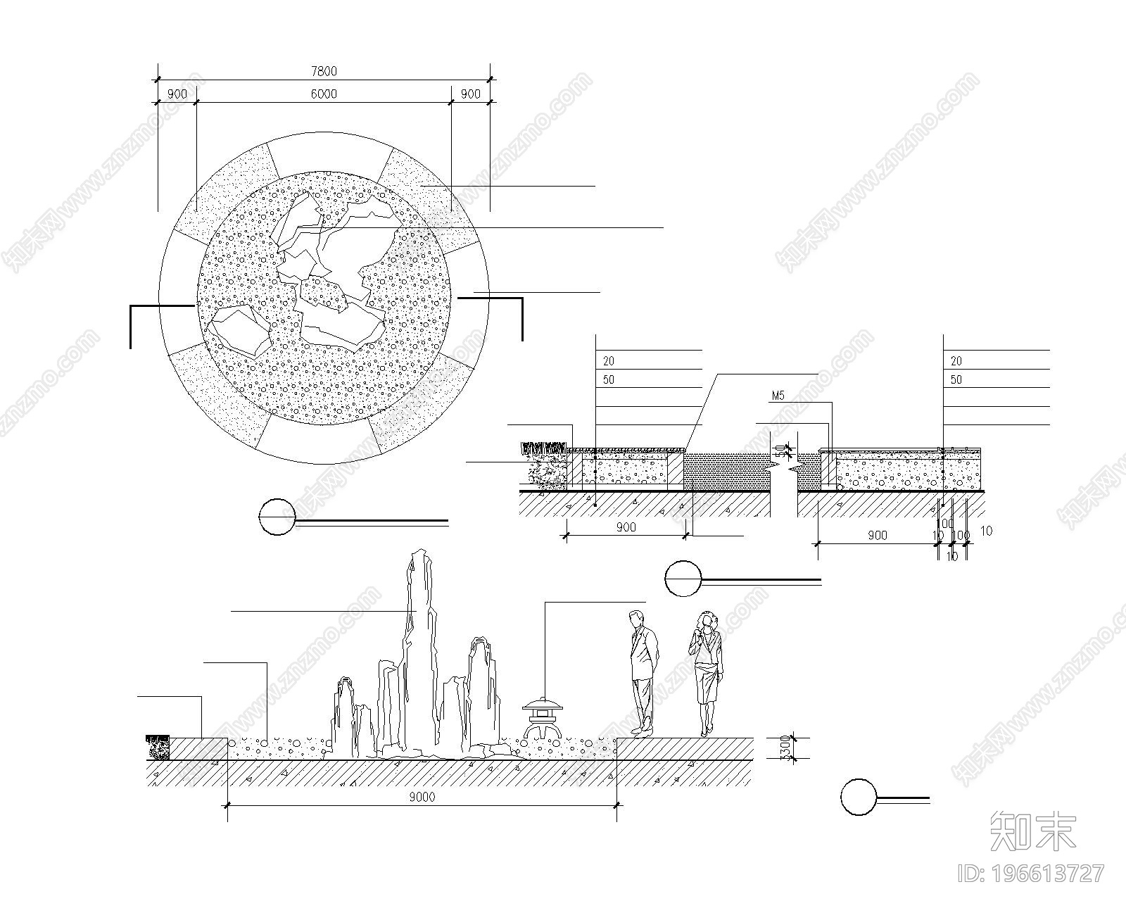假山置石平面立面施工图下载【ID:196613727】
