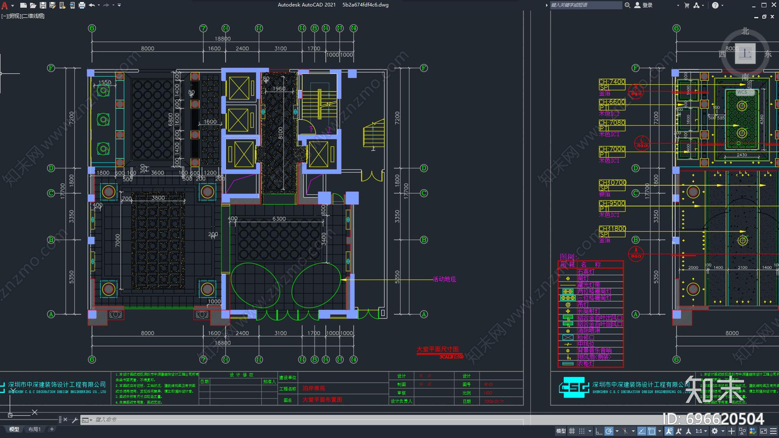 大堂室内设计施工图下载【ID:696620504】