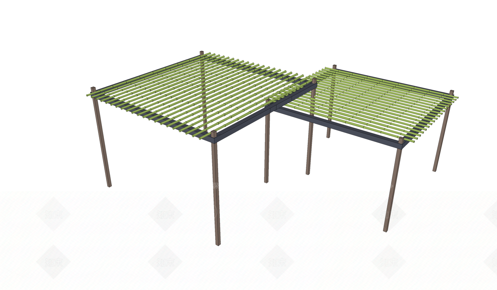 现代竹子廊架SU模型下载【ID:696626841】