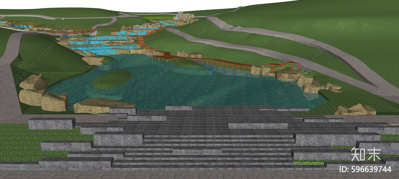 现代公园景观SU模型下载【ID:596639744】