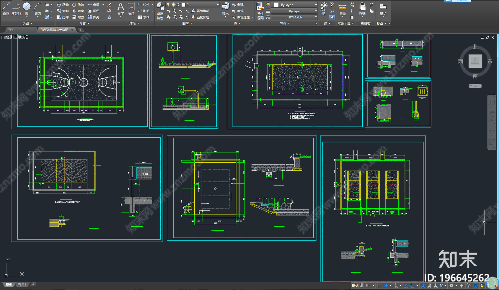 运动场地CAD图块施工图下载【ID:196645262】