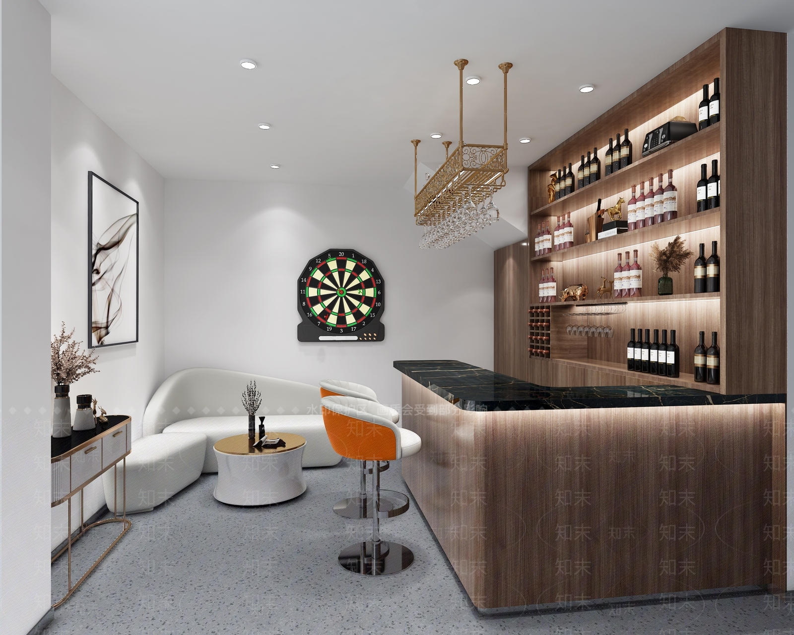 现代酒吧吧台3D模型下载【ID:496649417】