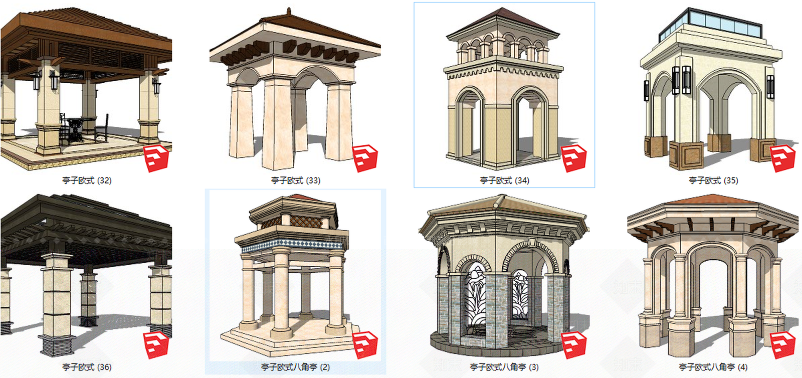 欧式景观亭SU模型下载【ID:696651842】