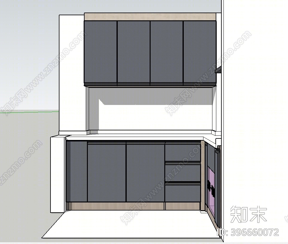 中式家居开放厨房SU模型下载【ID:396660072】