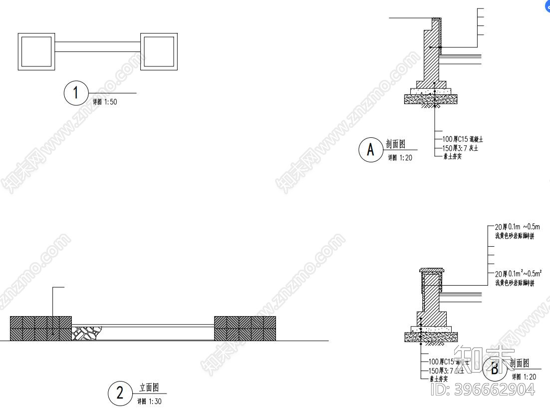 树阵广场做法cad施工图下载【ID:396662904】