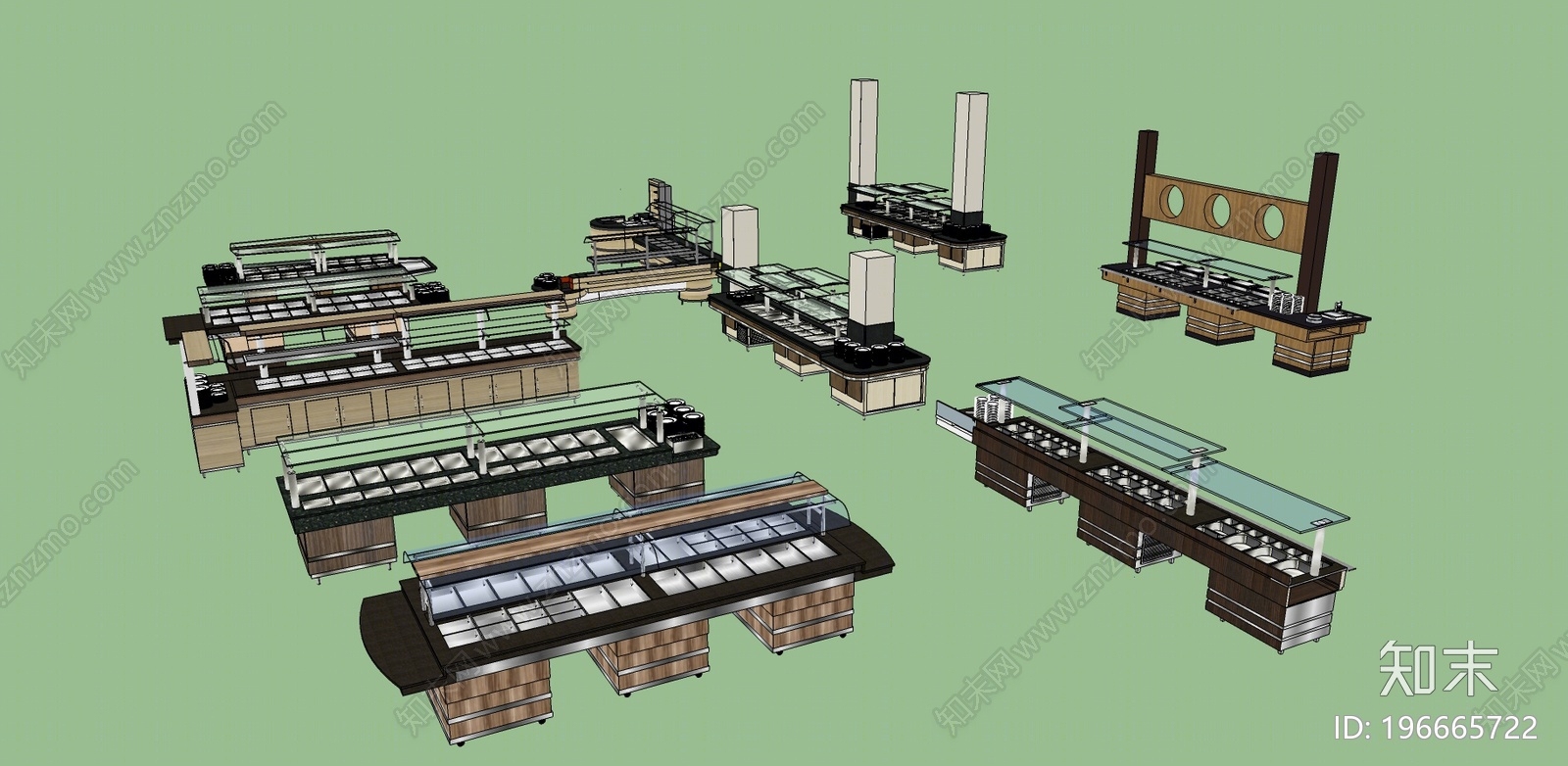 现代自助餐台SU模型下载【ID:196665722】