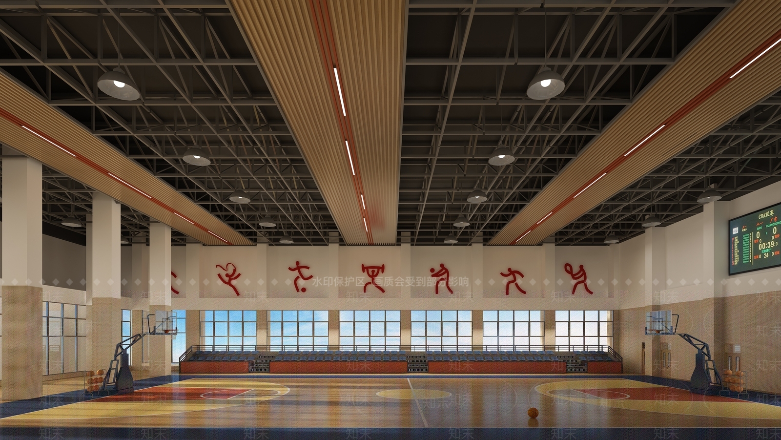 现代篮球场3D模型下载【ID:396668890】