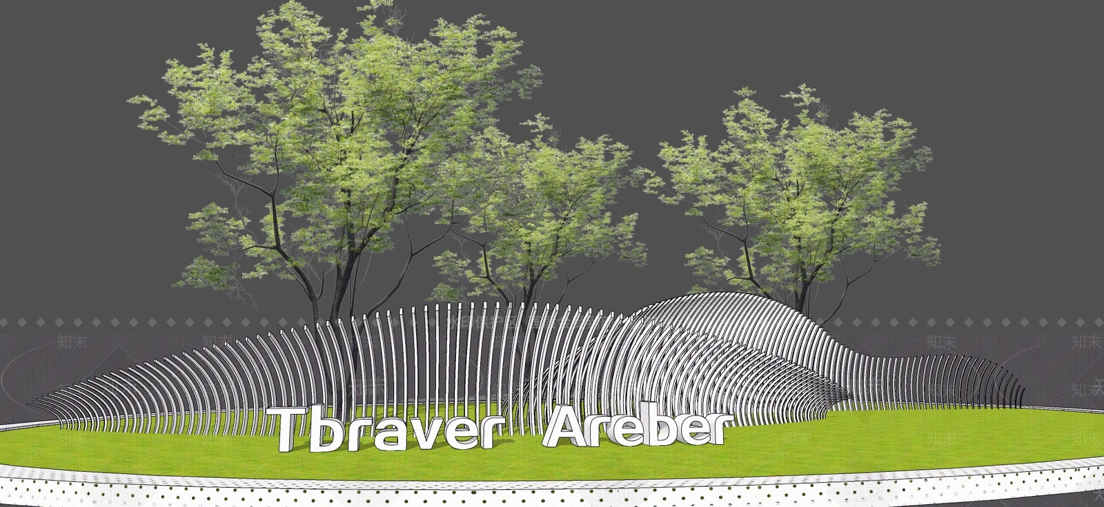 现代曲线异形logo景墙雕塑小品SU模型下载【ID:696672658】