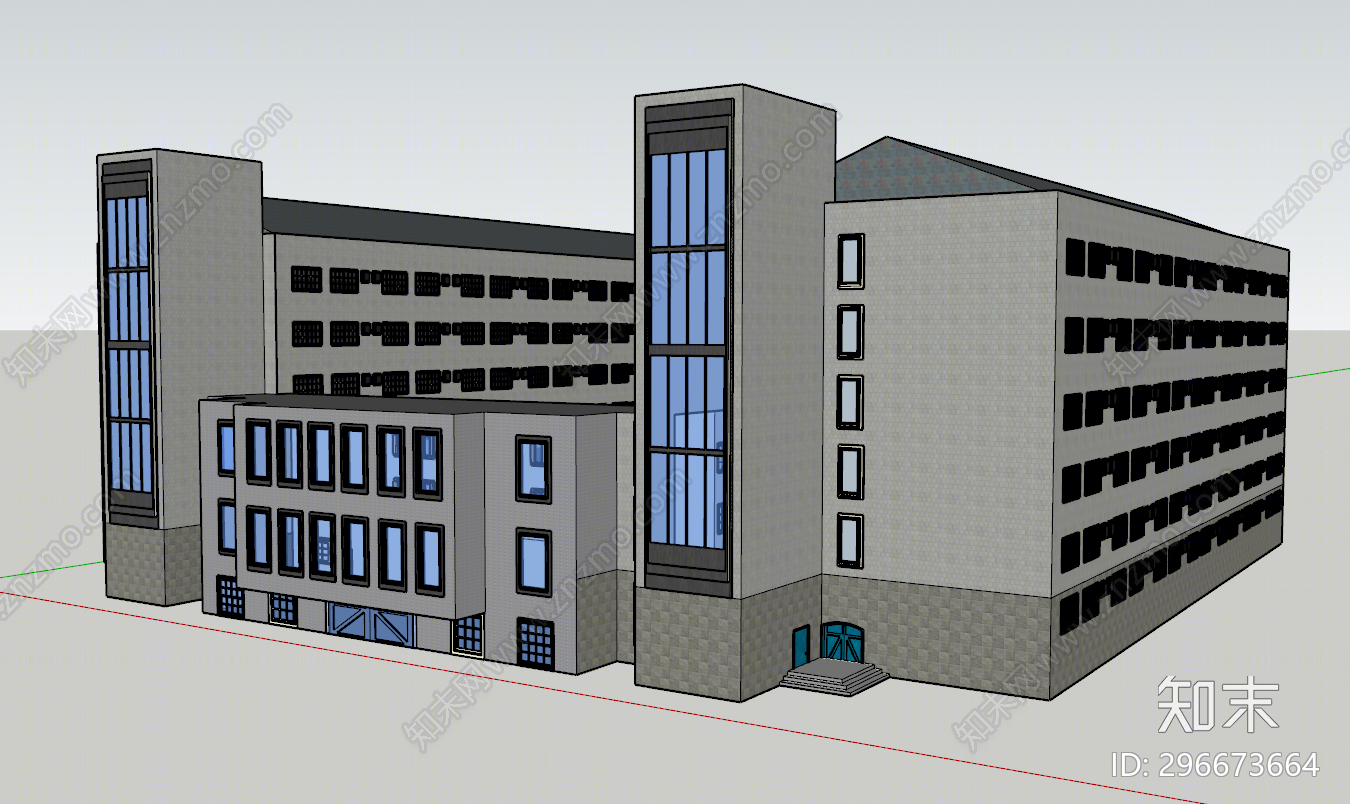 新中式大学学生宿舍楼SU模型下载【ID:296673664】