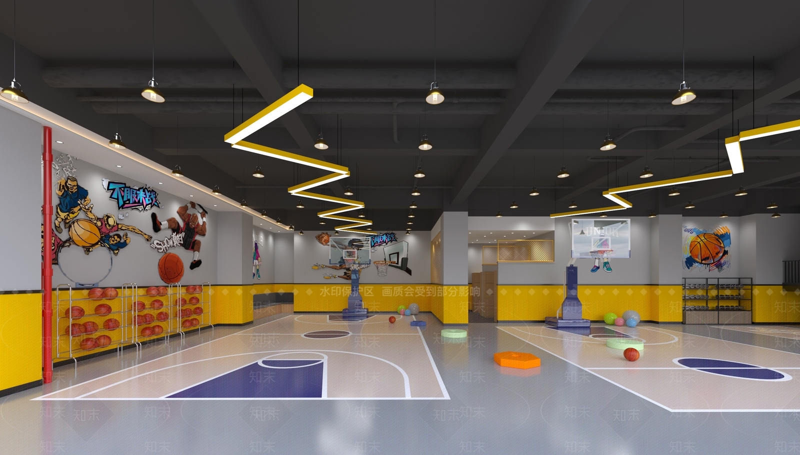 现代室内篮球场3D模型下载【ID:396675829】